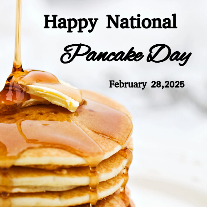White  Happy National Pancake Day Instagram Post template