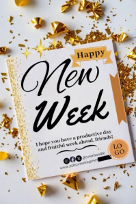 White  Happy New Week Poster template