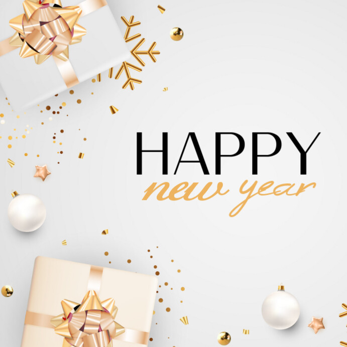 White Happy New Year Instagram Post Template | PosterMyWall