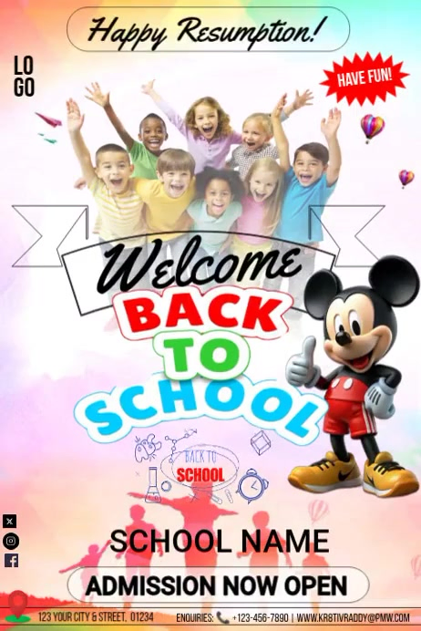 White Happy Resumption Welcome Back To School Poster Template ...
