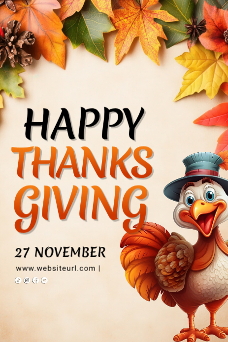 White Happy Thanksgiving Pinterest Graphic template