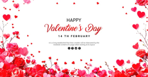 White happy Valentine's Day Facebook Shared Image template