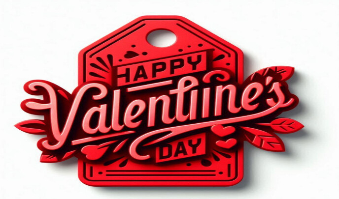 White Happy Valentine's Day  Tag Etykietka doczepna template