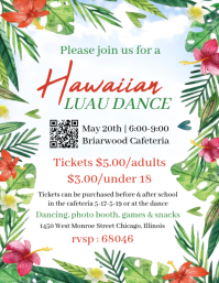 White Hawaiian Luau Dance Flyer Pamflet (Letter AS) template