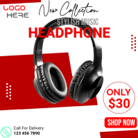 White  Headphone Ads Instagram Post template