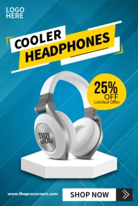 White Headphones Poster template