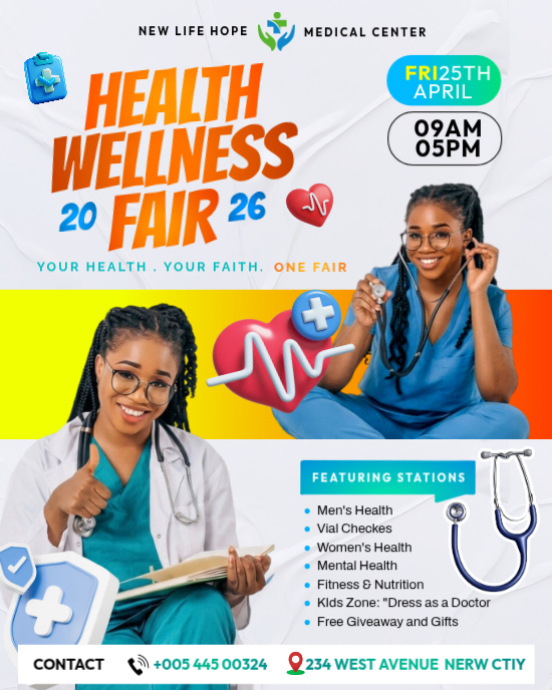 Health And Wellness Fair Template | PosterMyWall