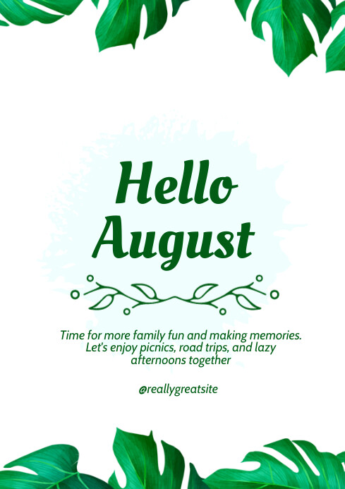 White  Hello August  A4 template