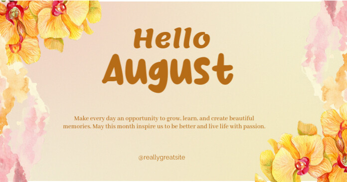 White Hello August Facebook Shared Image template