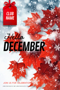 White Hello December Banner 4' × 6' template