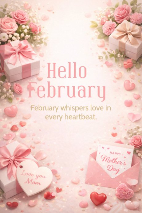 White Hello February Day Poster Templat | PosterMyWall