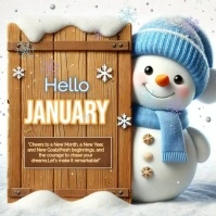 White Hello January Instagram Post Instagram-Beitrag template