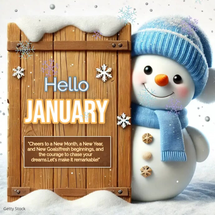 January Posts White Hello January Instagram Post Template | PosterMyWall