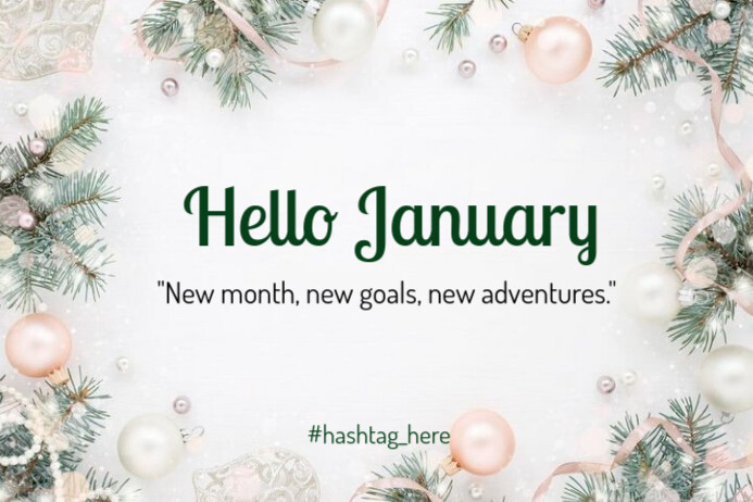 White Hello January Poster Template | PosterMyWall