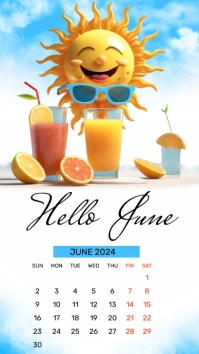 White  Hello June Calernder Instagram Story template