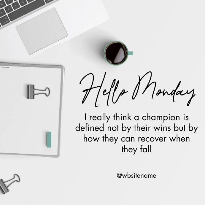 White Hello Monday Instagram Post Template | PosterMyWall