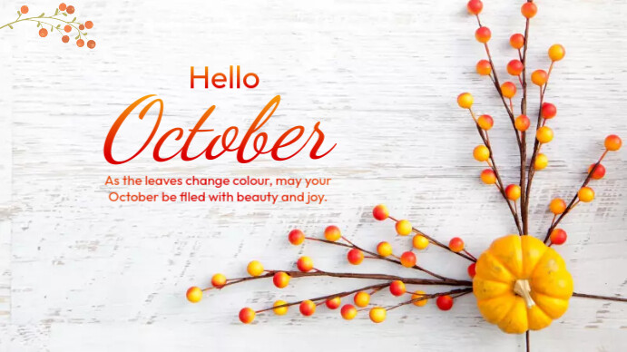 White  Hello October Presentation (16:9) 演示(16:9) template