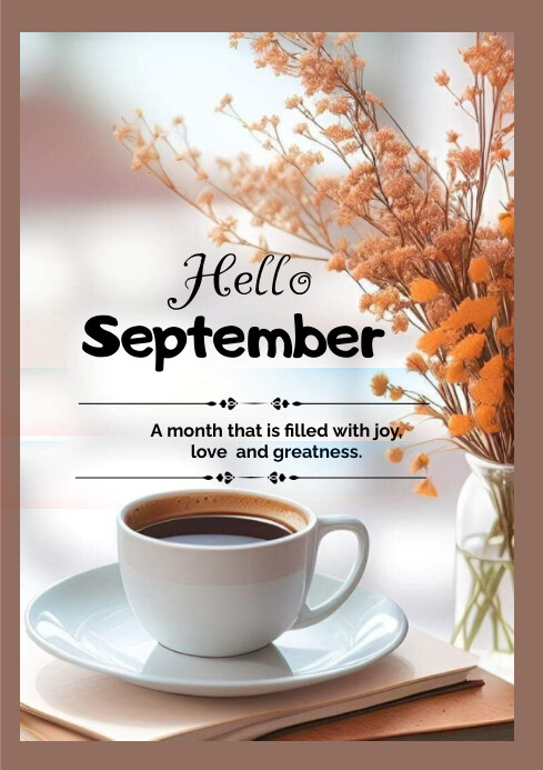 White Hello September Template A4 | PosterMyWall