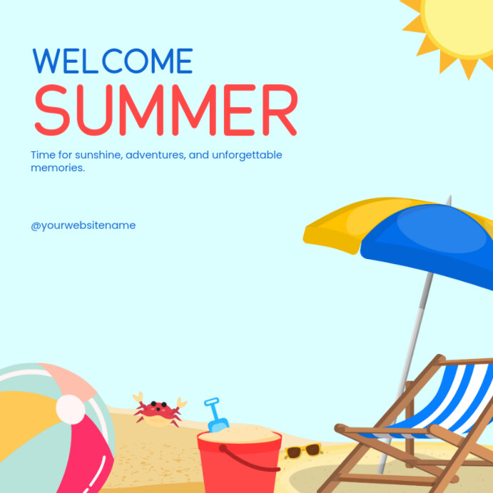 White Hello Summer Instagram Post template