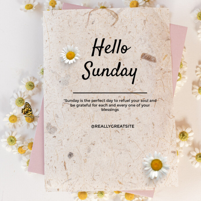 White Hello Sunday Instagram Post Template | PosterMyWall