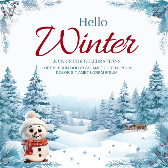 White Hello Winter Instagram Post template