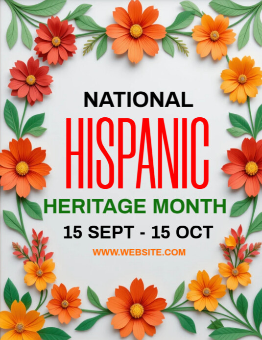 Plantilla de White Hispanic Heritage Month Flyer (us Letter) | PosterMyWall