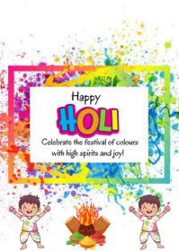 White Holi Celebration A6 template