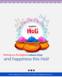 White Holi Celebration Instagram Portrait template