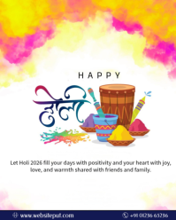 White Holi Celebration Instagram Portrait template