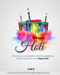 White Holi Celebration Instagram Portrait template