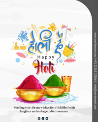 White Holi Celebration Instagram Portrait template