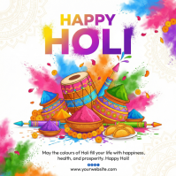 White Holi Celebration Instagram Post template