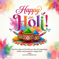 White Holi Celebration Instagram Post template