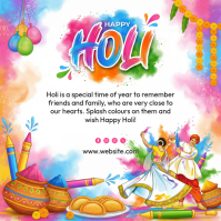 White Holi Celebration Instagram Post Instagram-Beitrag template