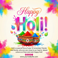 White Holi Celebration Instagram Post template