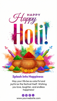 White Holi Celebration Instagram Story template