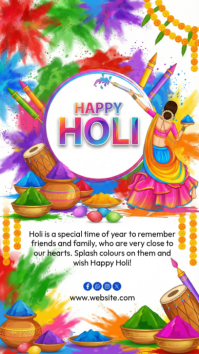 White Holi Celebration Instagram Story template