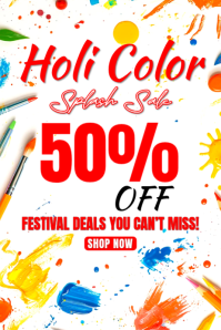 White Holi Color Splash Sale Flyer  Poster template
