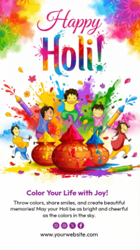 Bianco Holi Festival Celebration Instagram-verhaal Template
