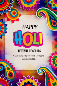 White Holi Festival Celebration Poster template