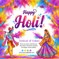 White Holi Festival Celebration Square template