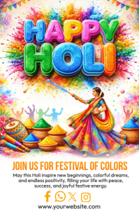 White Holi Festival Celebration Tabloid template