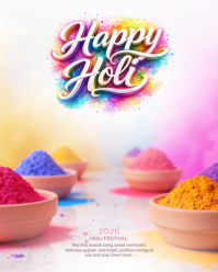 White Holi Festival Instagram Portrait template