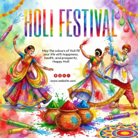 White Holi Festival Instagram Post Instagram-Beitrag template