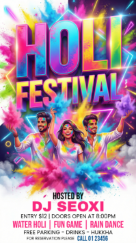 White Holi Festival Instagram Story template