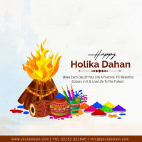 White Holika Dahan Celebration Instagram Post Instagram-Beitrag template
