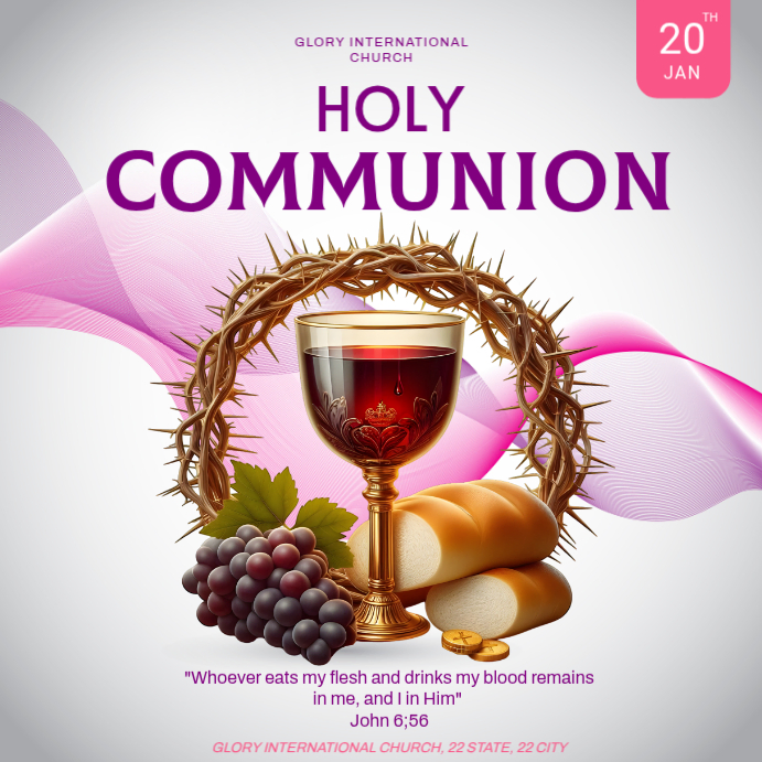 White Holy Communion Service Instagram Post Template | PosterMyWall