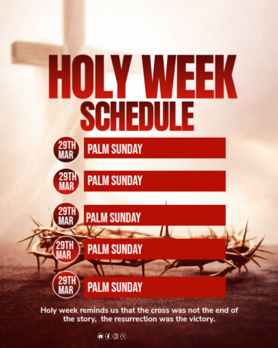 White Holy Week Schedule Flyer Template Design Instagram Portrait ...