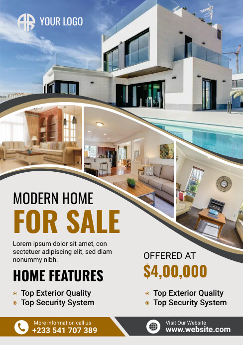 White Home Sale Agency Flyer Template A5
