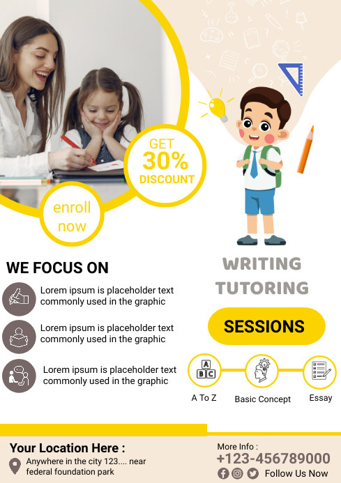 Copy of White Home Tutoring A4 | PosterMyWall